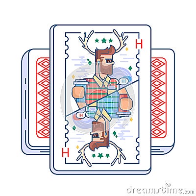 Hipster on playing card Vector Illustration