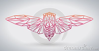 Hipster polygonal animal butterfly or cicada.Triangle animal Vector Illustration