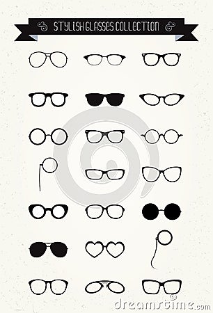 Hipster Retro Vintage Glasses Icon Set Vector Illustration