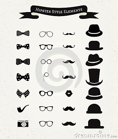 Hipster Retro Vintage Icon Set Vector Illustration