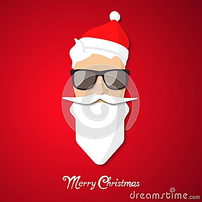 Hipster Santa Claus with cool beard and glasses Vector Illustration