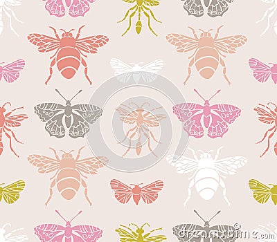 Hipster seamless pattern with Insects . Abstract triangular style. Vector Illustration