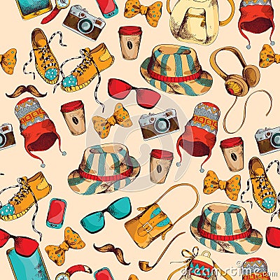 Hipster seamless pattern Vector Illustration