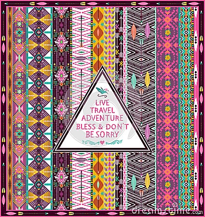 Hipster seamless tribal pattern with geometric elements Stock Photo