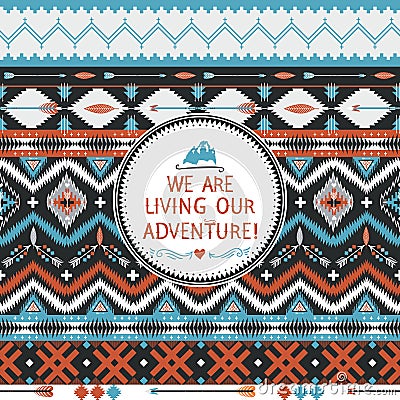 Hipster seamless tribal pattern with geometric elements Vector Illustration