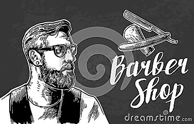 Hipster shave haircut in the BarberShop. Vector Illustration