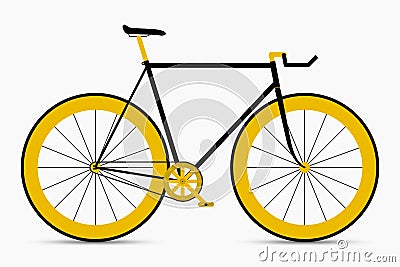 Hipster single speed bike in black and gold colors. City bicycle Vector Illustration