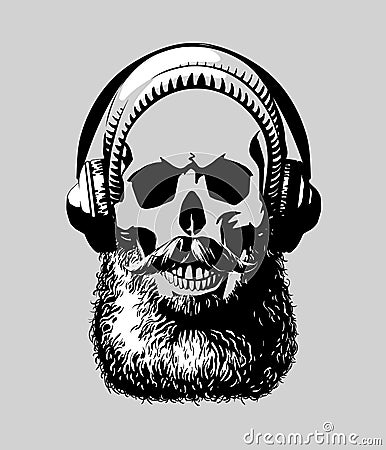 Hipster skull Cartoon Illustration