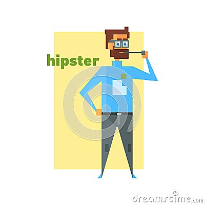 Hipster Smoking Abstract Figure Vector Illustration