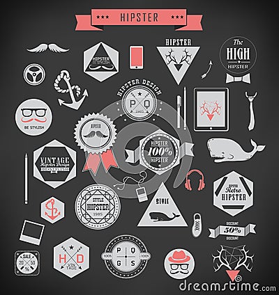 Hipster style elements and icons Vector Illustration