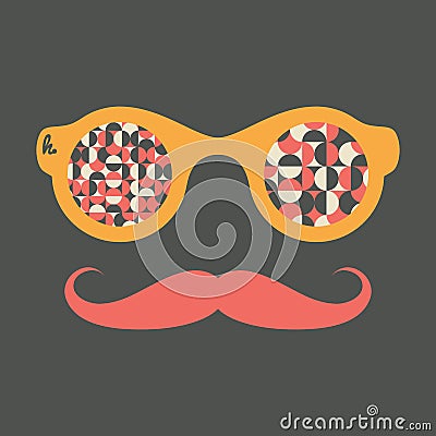 Hipster vintage sunglasses with circles and semicircles. Vector Illustration