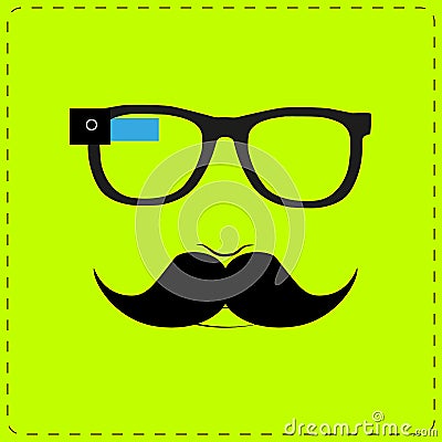 Hipster wearing smart glasses Vector Illustration