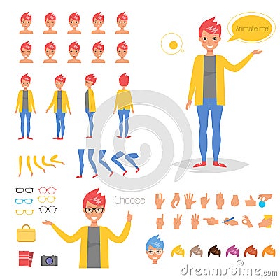 Hipster woman for animation Vector Illustration