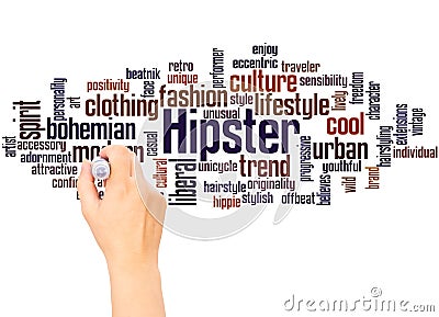 Hipster word cloud hand writing concept Stock Photo