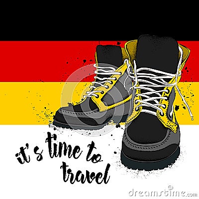 A Hipster youth shoes and cap. A German flag. A Vector illustration Vector Illustration