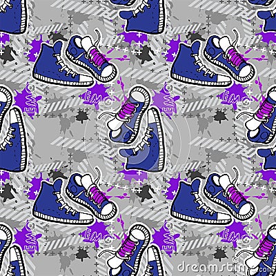 Hipsters or emo seamless pattern Vector Illustration