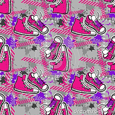 Hipsters or emo seamless pattern Vector Illustration