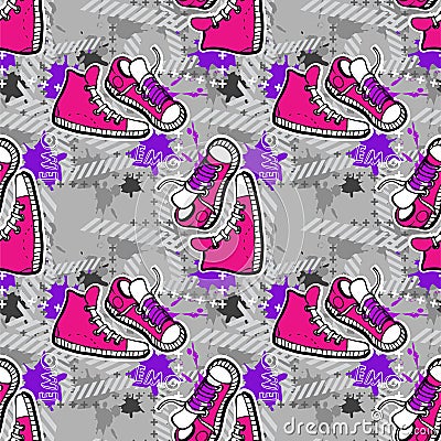 Hipsters or emo seamless pattern Vector Illustration