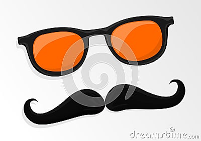 Hipsters mustache and glasses Stock Photo