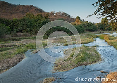 Hiran river as it passes through Sasan. Stock Photo