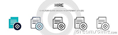 Hire icon in filled, thin line, outline and stroke style. Vector illustration of two colored and black hire vector icons designs Vector Illustration