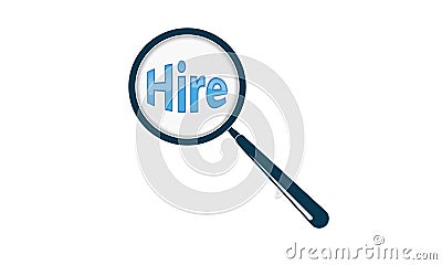 Hire Text and Magnifying Glass - Hiring Company Concep Vector Illustration
