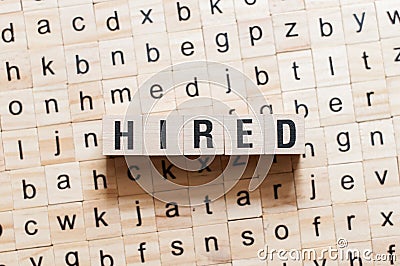 Hired word concept Stock Photo