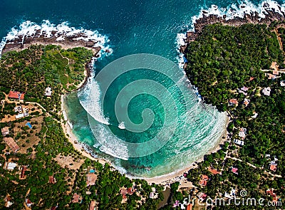 Hiriketiya Beach in Sri Lanka aerial view Stock Photo