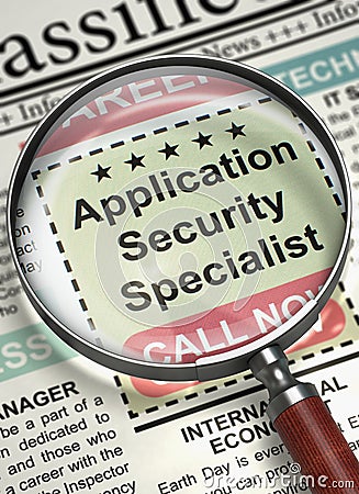 We are Hiring Application Security Specialist. 3D. Stock Photo