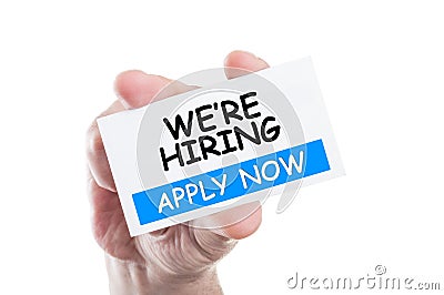 We are hiring apply now Stock Photo