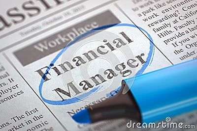 We are Hiring Financial Manager. 3D. Stock Photo