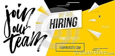 We are hiring, join our team banner template flat Vector Illustration