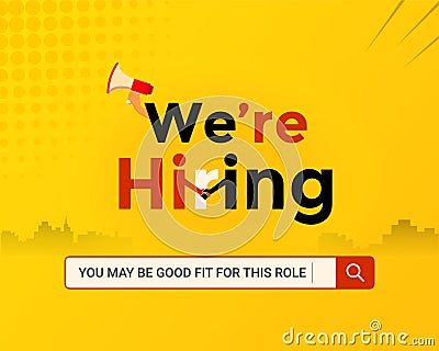 We are hiring, join our team. Job vacancy concept graphic. Stock Photo