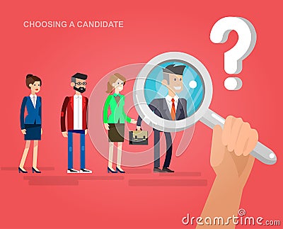 Hiring process concept with candidate selection Vector Illustration