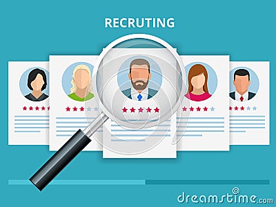 Hiring and recruitment concept for web page, banner, presentation. Job interview, recruitment agency vector illustration Vector Illustration