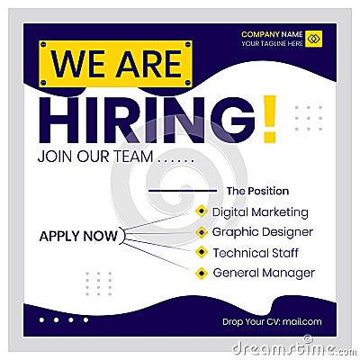We are Hiring recruitment open vacancy design, We are hiring join to team, job hiring, job vacancy Vector Illustration