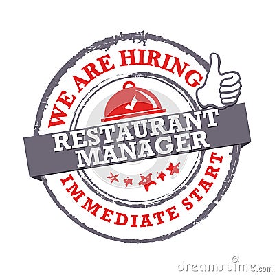 We are hiring Restaurant manager - immediate start Vector Illustration