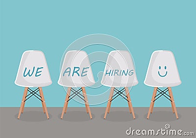 WE ARE HIRING texts on the chairs Vector Illustration