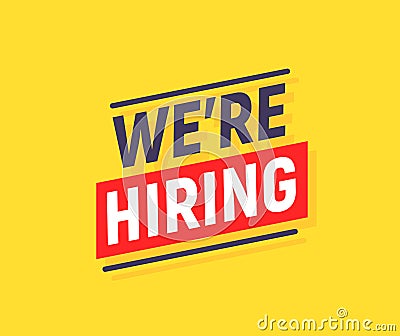 We are hiring vacancy employee poster. Vacancy wanted yellow background banner design. Vector Illustration