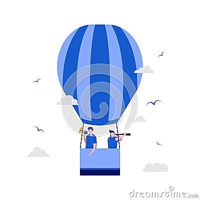 We are hiring vector illustration concept with characters and air balloons. Modern vector illustration in flat style for landing Cartoon Illustration