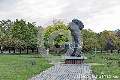 Hiroshima art monument in city park Racianske myto. Bratislava, Slovakia. Editorial Stock Photo