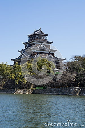 Hiroshima Castle outside. The Tenshu Tower Stock Photo