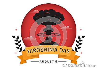 Hiroshima Day Vector Illustration on 6 August with Peace Dove Bird and Nuclear Explosion Background in Flat Cartoon Hand Drawn Vector Illustration