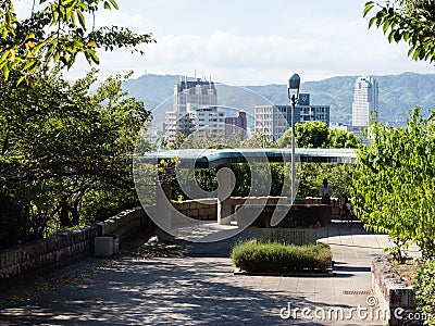 Fujimidai observation deck with views over Hiroshima city Editorial Stock Photo