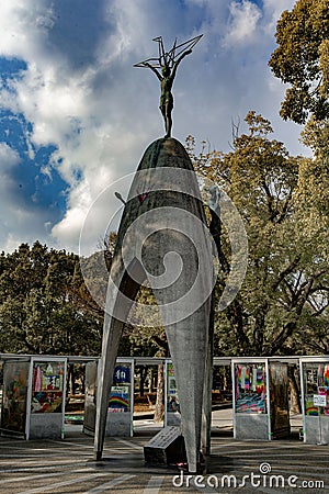 Hiroshima Peace Memorial park Children`s monument Editorial Stock Photo