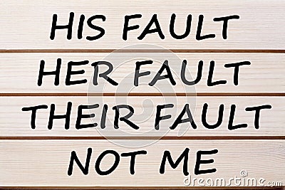 His Her Their and Not Me Fault Concept Stock Photo