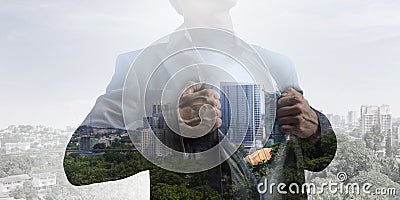 His super abilities for leading business Stock Photo