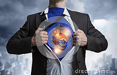 His super abilities. Mixed media Stock Photo