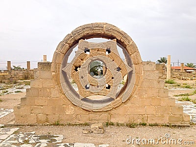 Hisham`s Palace Stone Decoration in city of Jericho in Old city Stock Photo