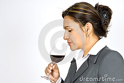 Hispanic Business Woman Wine Taster Stock Photo